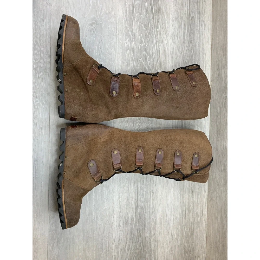 Sorel Joan of Arctic Women's Wedge Brown Suede Tall Lace Up Boots 9 Shoes